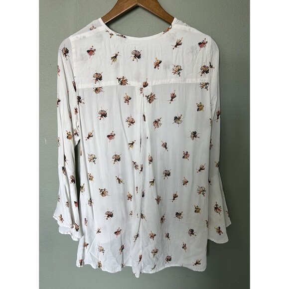 Karen Kane Womens Shirt Small Ballerina Print Flowy Lace Up Fairy Whimsical - Picture 4 of 12
